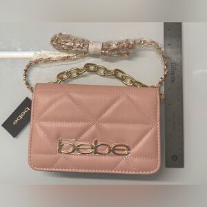 Bebe Gia Blush Crossbody Bag Purse w/ gold fixtures. NWT. Inside blemish